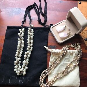 Bundle J. Crew Pearl Ribbon Necklace, Pearl Knotted Necklance, Kendra Scott